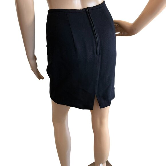 Limited Black Wool Blend Pencil Skirt Size 2 With Back Zipper and Slit - Picture 3 of 7